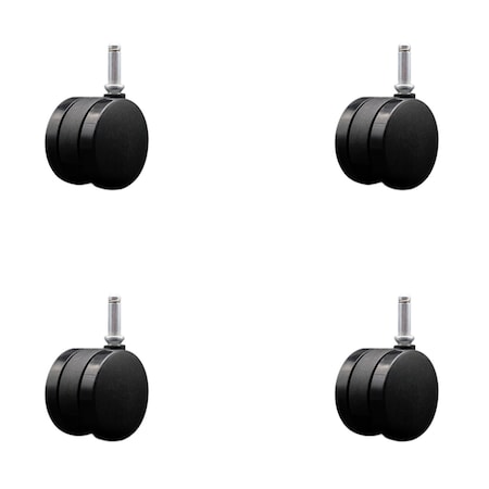 Service Caster 2-3/8'' Office Chair Caster Nylon Twin Wheel 7/16 Grip Ring Stem , 4PK SCC-UHGR02S60-NYS-716176-4